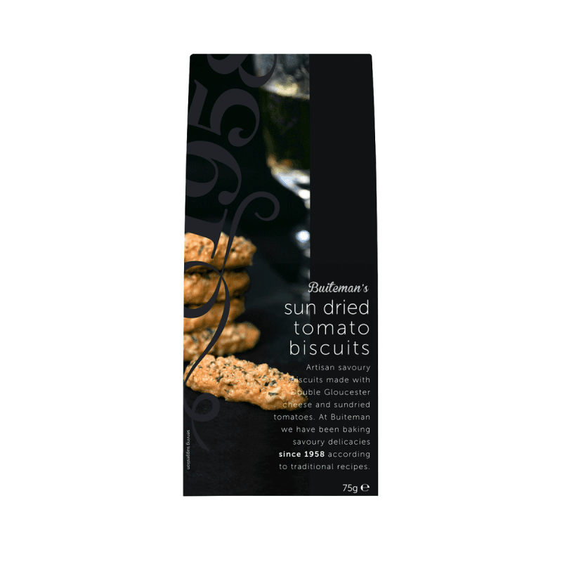 Biscuiti Sarati Gourmet cu Rosii uscate si branza Double Gloucester Buiteman