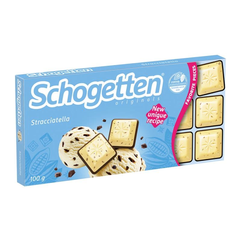 Ciocolata Schogetten alba cu straciatella