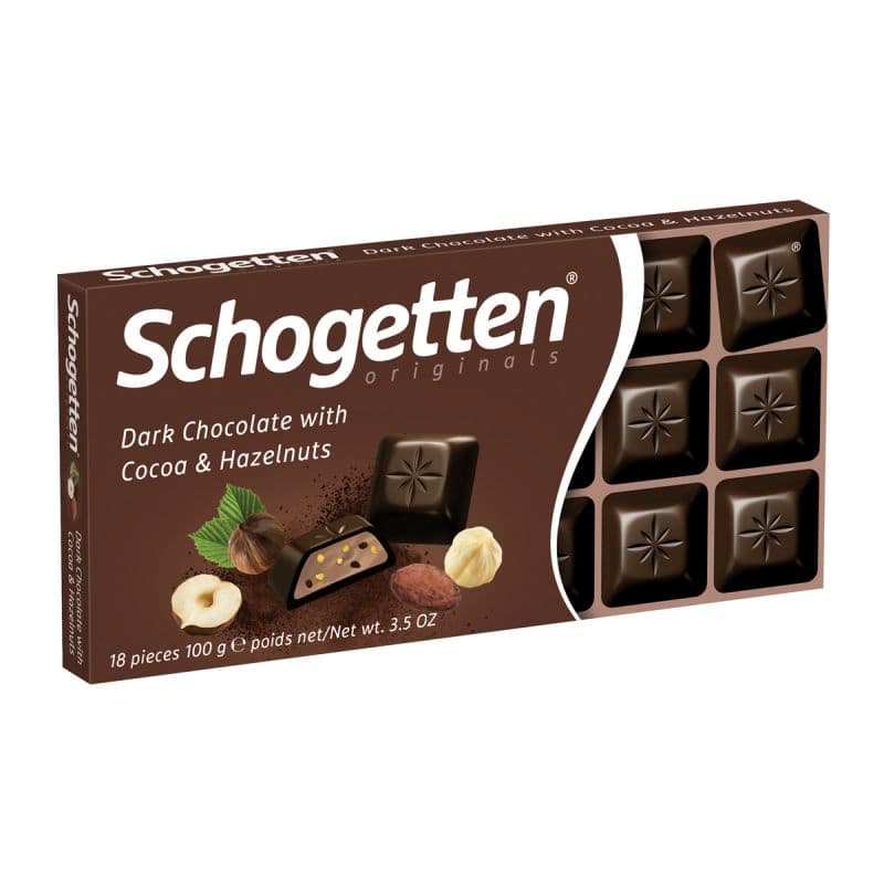 Ciocolată Schogetten amăruie cu bucățele de alune de pădure