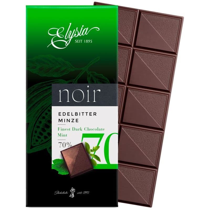 Ciocolată amăruie 70% cacao cu mentă Elysia