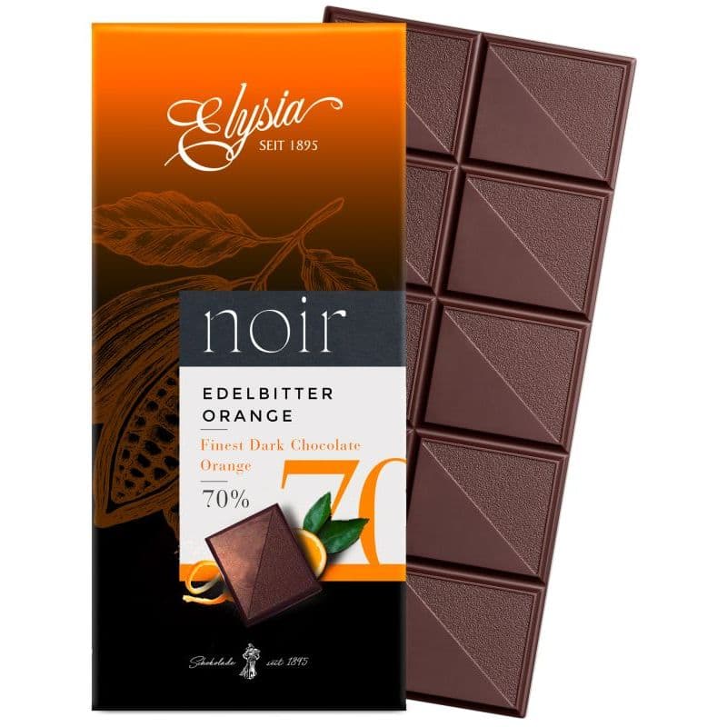 Ciocolată amăruie 70% cacao cu portocală Elysia