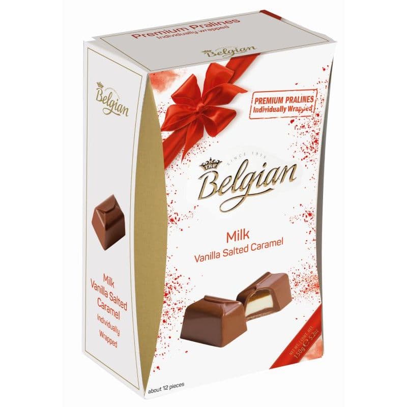Praline de ciocolată cu lapte cu umplutură de vanilie și caramel sărat TheBelgian