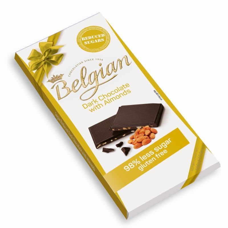 Ciocolată amăruie cu migdale cu indulcitori The Belgian