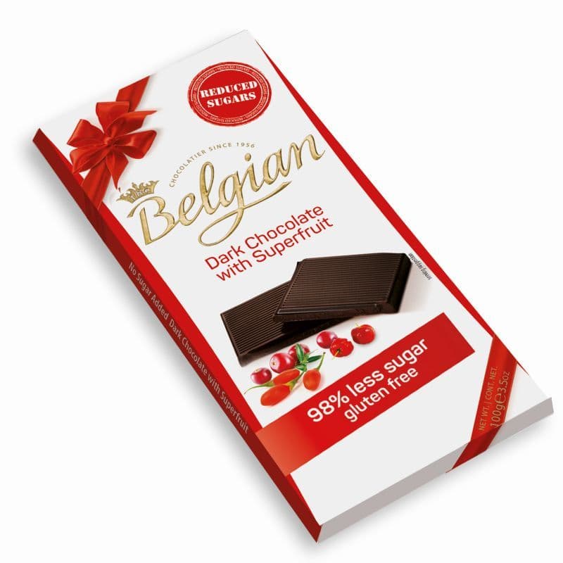 Ciocolată amăruie cu indulcitori și super fructe The Belgian