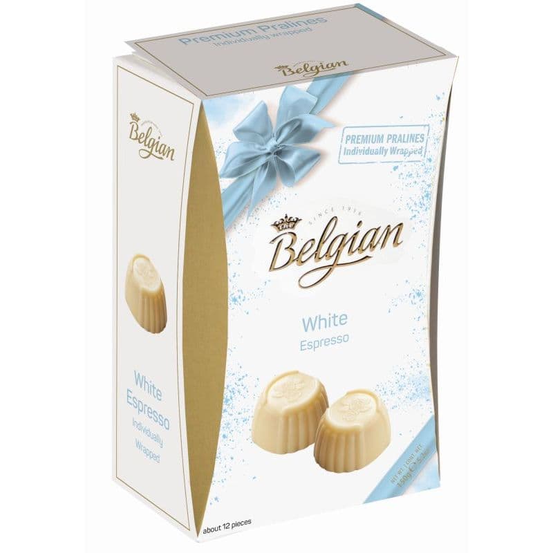 Praline de ciocolată albă cu umplutură de espresso TheBelgian