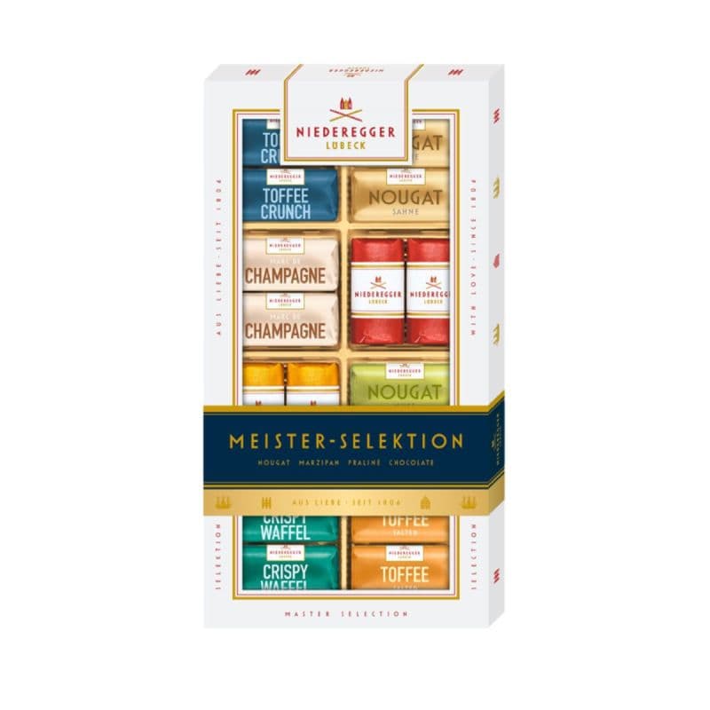 Praline asortate cu lapte si ciocolata neagra cu umplutura cu martipan Meister-Selektion Niederegger