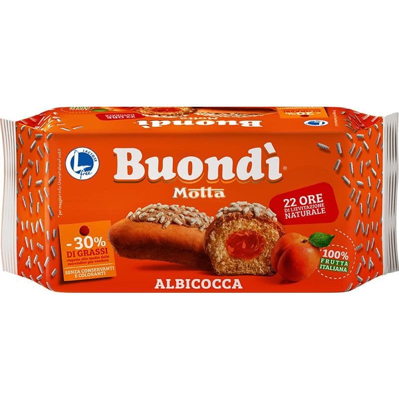 Prajiturică fără lactoză cu dulceață de caise Motta Buondi 298g- 6 buc