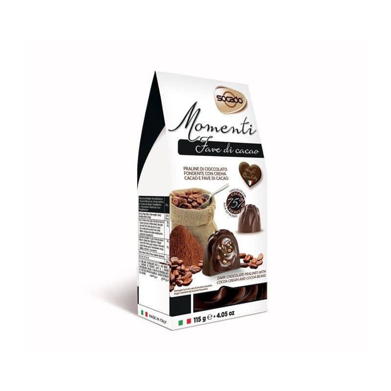 Praline de ciocolată neagra cu cremă de cacao si boabe de cacao Socado Momenti