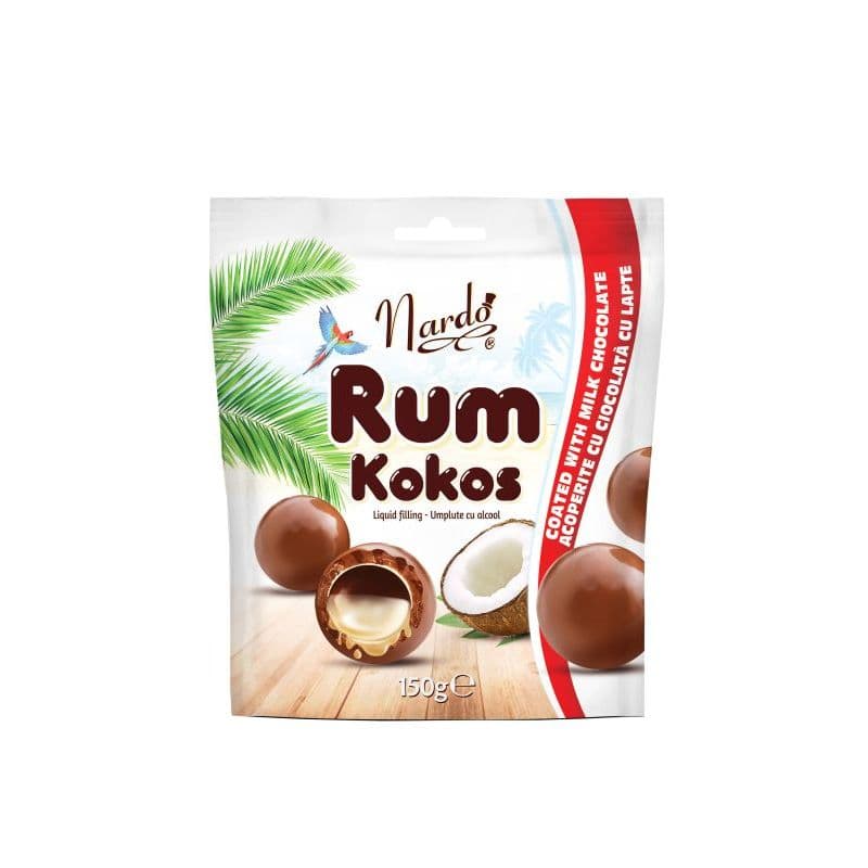 Drajeuri Rum Kokos învelite in ciocolată cu lapte Nardo